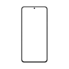 Fototapete - Modern Black Smartphone Mockup with Blank Screen, Isolated on White Background, Front View. Vector Illustration