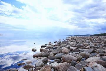 Wall Mural - stones lakeside landscape coast view