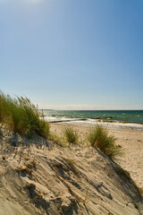 Wall Mural - Düne am Strand mit Meer und Himmel im Sommer