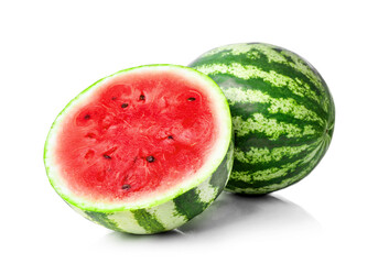 Wall Mural - Ripe juicy watermelon isolated on white background.