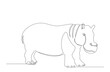 hippopotamus drawing by one continuous line isolated, vector