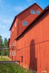 Canvas Print - Old red barn for peat in the country