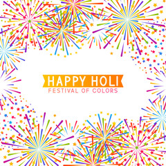 Sticker - Frame with color fireworks isolated on white background for holy festival holiday design