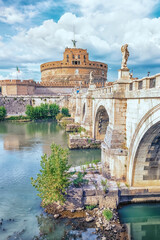 Wall Mural - Castle Sant' Angelo next to the Tiber River in Rome