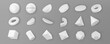 © janevasileva - 3d render white geometric shapes objects set isolated on grey background. White realistic primitives - sphere, pyramid, torus, cone with shadows. Abstract decorative vector figure for trendy design