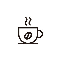 Poster - Simple Flat Coffee Icon Illustration Design, Black Silhouette Coffee Symbol with Outlined Style Template Vector