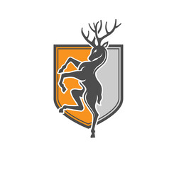 Wall Mural - illustration of standing deer with colorful shield vector