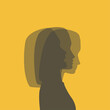3 silhouette profiles of 1 woman - metaphor of bipolar disorder or different personality disorders. Conceptual poster of mood and identity disorders and other mental illnesses.