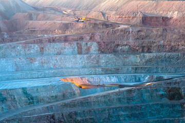 Close-up of an open-pit copper mine in Peru.