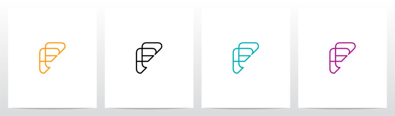 Parallel Lines Connected Forming Letter Logo Design F