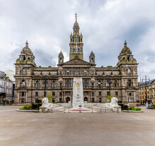 A  View Across George Square In Glasgow On A Summers Day