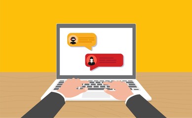 Poster - chat bot ai and customer service support concept. vector flat illustration.