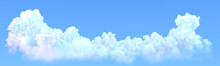 Panoramic Huge Blue Cumulus Isolated, Design Nature 3D Rendering