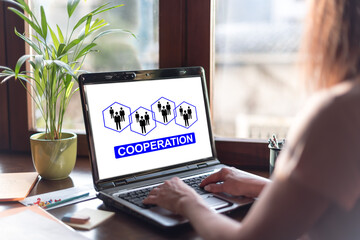 Poster - Cooperation concept on a laptop screen