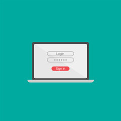 Poster - Login and password fields on the laptop screen
