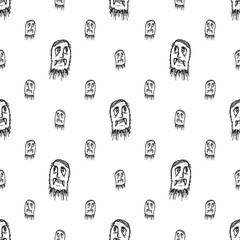 Canvas Print - Sketchy Monster Pencil Drawing Motif Pattern