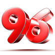 Red numbers 96 on white background 3D rendering with clipping path.