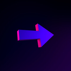 Poster - Right arrow neon icon. 3d rendering ui ux interface element. Dark glowing symbol.
