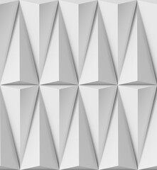 Poster - Abstract white background with triangular 3D shapes in pattern and side light