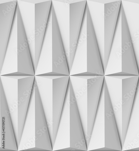 Dekoracja na wymiar  abstrakcyjne-biale-tlo-z-trojkatnymi-ksztaltami-3d-we-wzorze-i-bocznym-swietle