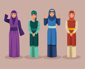 Wall Mural - four muslim women