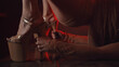 © TommyStockProject - Close up of sexy female long legs in shoes on heels and torso in red light