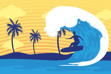 Poster - waves and surfer