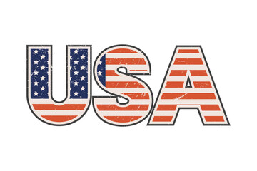 Wall Mural - usa lettering with flag