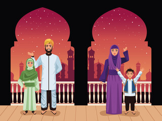 muslim family in balcony