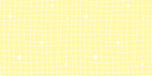 Yellow Hand Drawn Seamless Pattern. Freehand Drawing With Squares Tile Texture. Hand Drawn Vector Trending Line Minimalist  Yellow Seamless Pattern