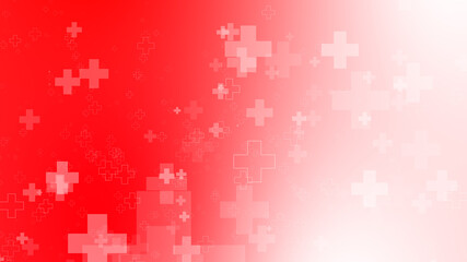 Abstract medical health red white cross pattern background.