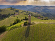 Tower of Contini in Canelli vineyards, piemonte, Italy. Langhe Monferrato wine region