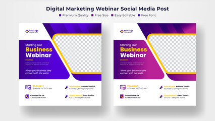 Wall Mural - digital marketing social media post design templates for corporate business, online webinars with ve