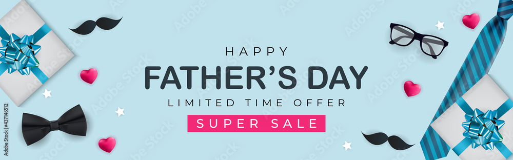Father's Day Sale Background. Poster, flyer, greeting card, header for website. Vector Illustration - obrazy, fototapety, plakaty 