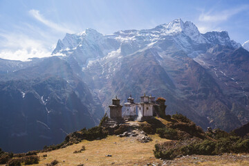 Wall Mural - Mount Kongde-Ri and old Buddhist stupas,  Nepal