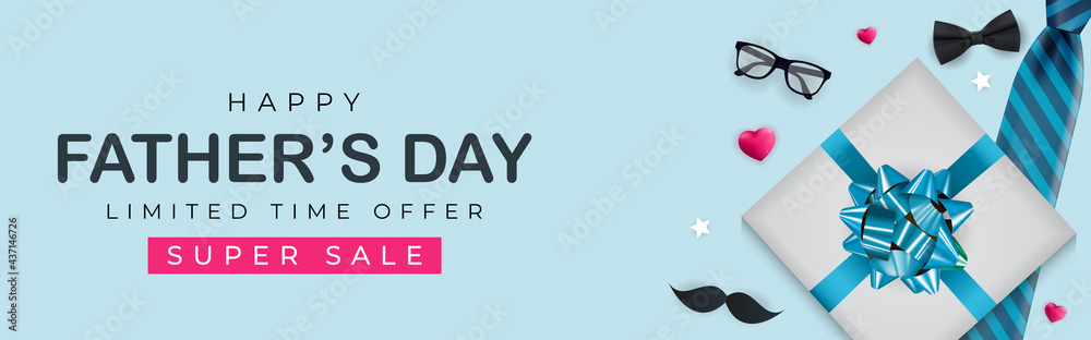 Father's Day Sale Background. Poster, flyer, greeting card, header for website. Vector Illustration - obrazy, fototapety, plakaty 