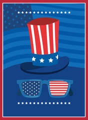 Sticker - independence day glasses with hat