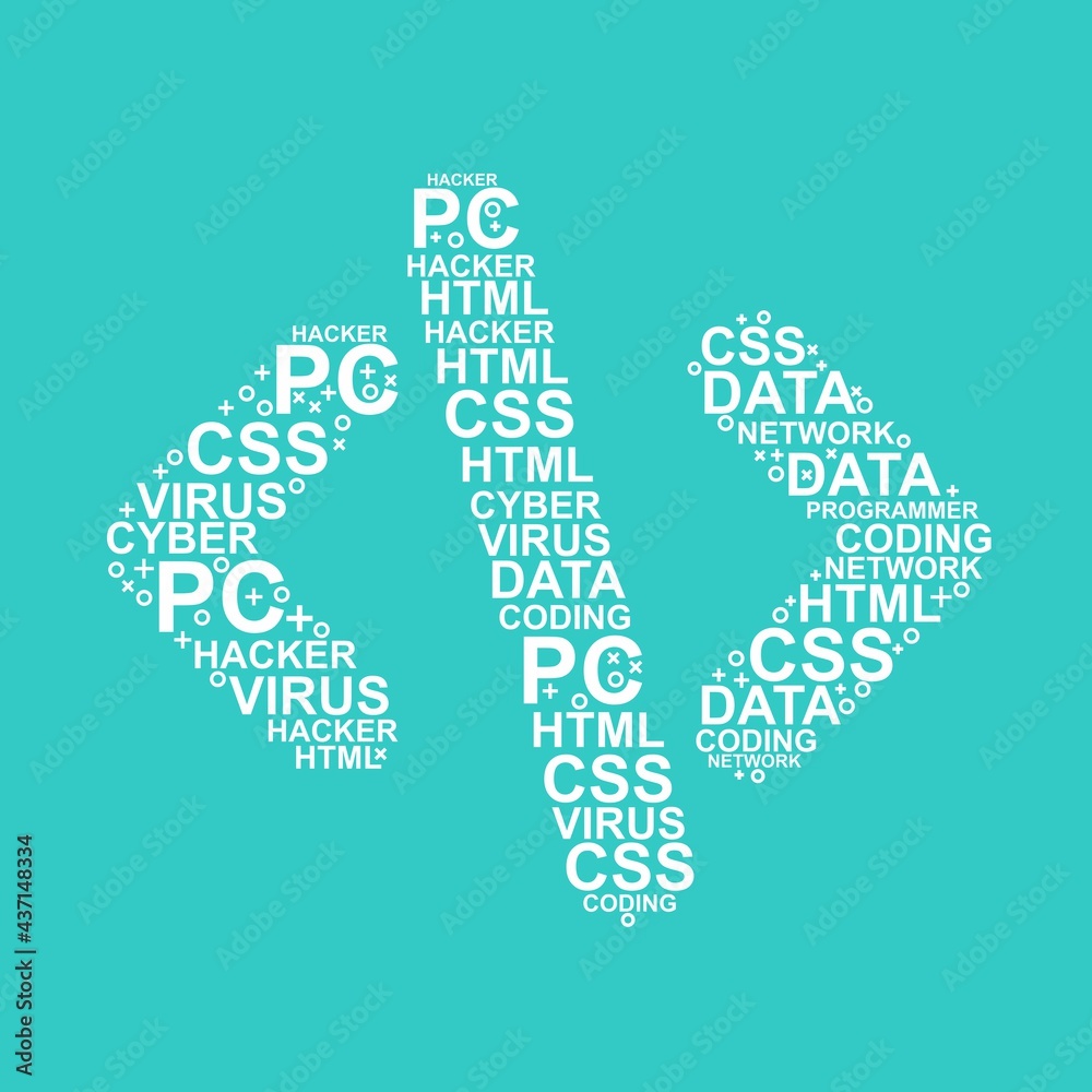 Coding and programming text typography design. Easy to edit with vector ...