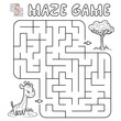 Maze puzzle game for children. Outline maze or labyrinth game with giraffe.