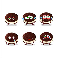 Sticker - Chocolate dorayaki cartoon character with sad expression