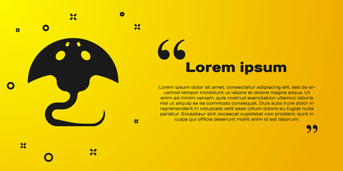 Black Stingray icon isolated on yellow background. Vector