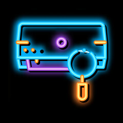 Sticker - Broken Conditioner System neon light sign vector. Glowing bright icon transparent symbol illustration