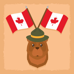 Sticker - bear with canada flags