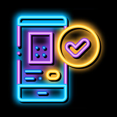 Aufkleber - Smartphone Application neon light sign vector. Glowing bright icon transparent symbol illustration