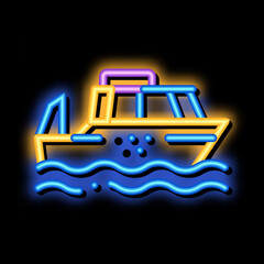 Poster - Public Transport Water Taxi neon light sign vector. Glowing bright icon transparent symbol illustration