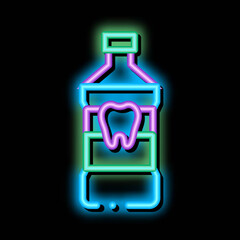 Sticker - Stomatology Dentist Tooth Wash neon light sign vector. Glowing bright icon transparent symbol illustration