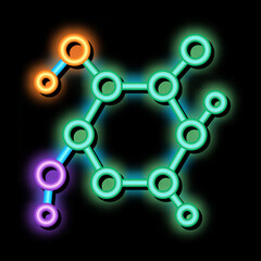 Poster - Structure Molecule Medical Biomaterial neon light sign vector. Glowing bright icon transparent symbol illustration