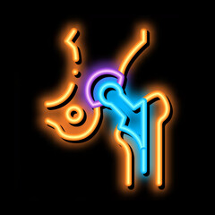 Poster - Hip Implant Replacement Biomaterial neon light sign vector. Glowing bright icon transparent symbol illustration