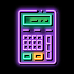 Wall Mural - Calculator Financial Electronic Mechanism neon light sign vector. Glowing bright icon transparent symbol illustration