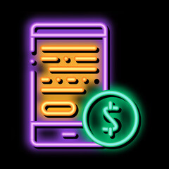 Poster - Financial Accounting On Smartphone Screen neon light sign vector. Glowing bright icon transparent symbol illustration